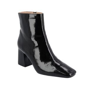 Journee Collection Black Square Toe Patent Haylinn Booties Size 9